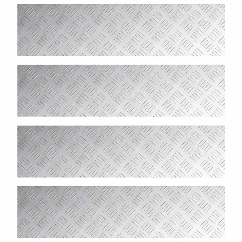 Laiptų danga Stačiakampio 4 pcs Sidabro 100 x 25 cm Aliuminis