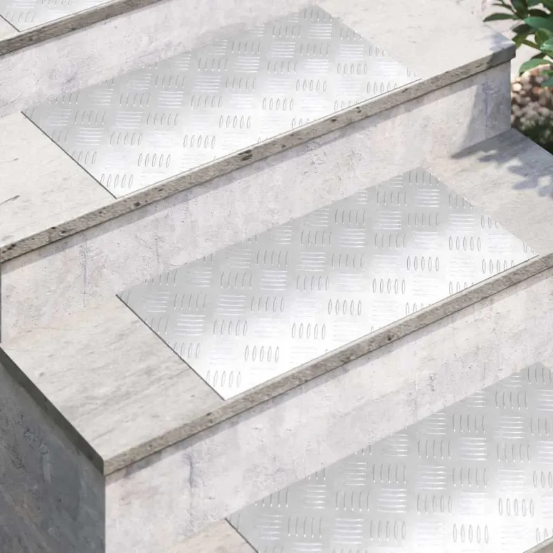 Laiptų danga Stačiakampio 4 pcs Sidabro 60 x 30 cm Aliuminis