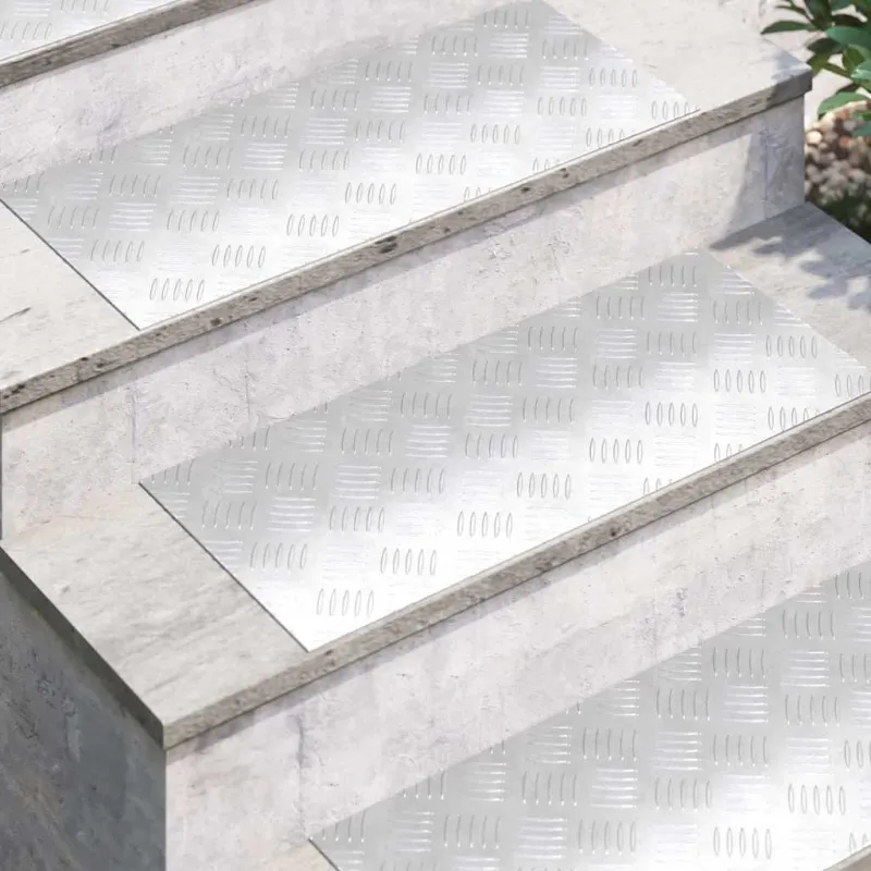 Laiptų danga Stačiakampio 4 pcs Sidabro 70 x 30 cm Aliuminis