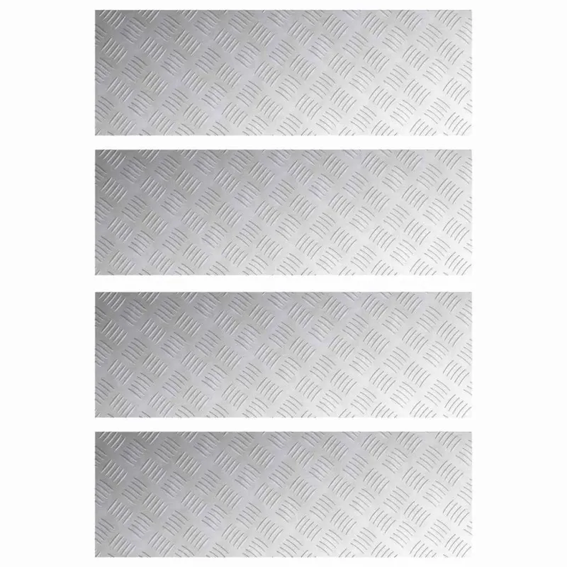 Laiptų danga Stačiakampio 4 pcs Sidabro 90 x 30 cm Aliuminis