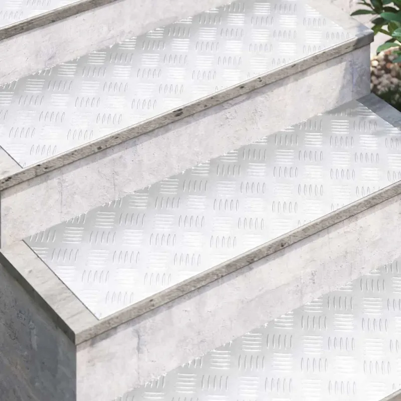 Laiptų danga Stačiakampio 4 pcs Sidabro 90 x 30 cm Aliuminis