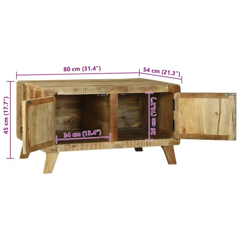 Kavos staliukas Ruda 80 x 54 x 45 cm Kietas mango medis