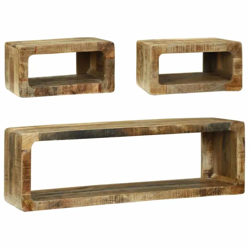TV spintelių komplektas 3 pcs Ruda Mango medienos masyvas