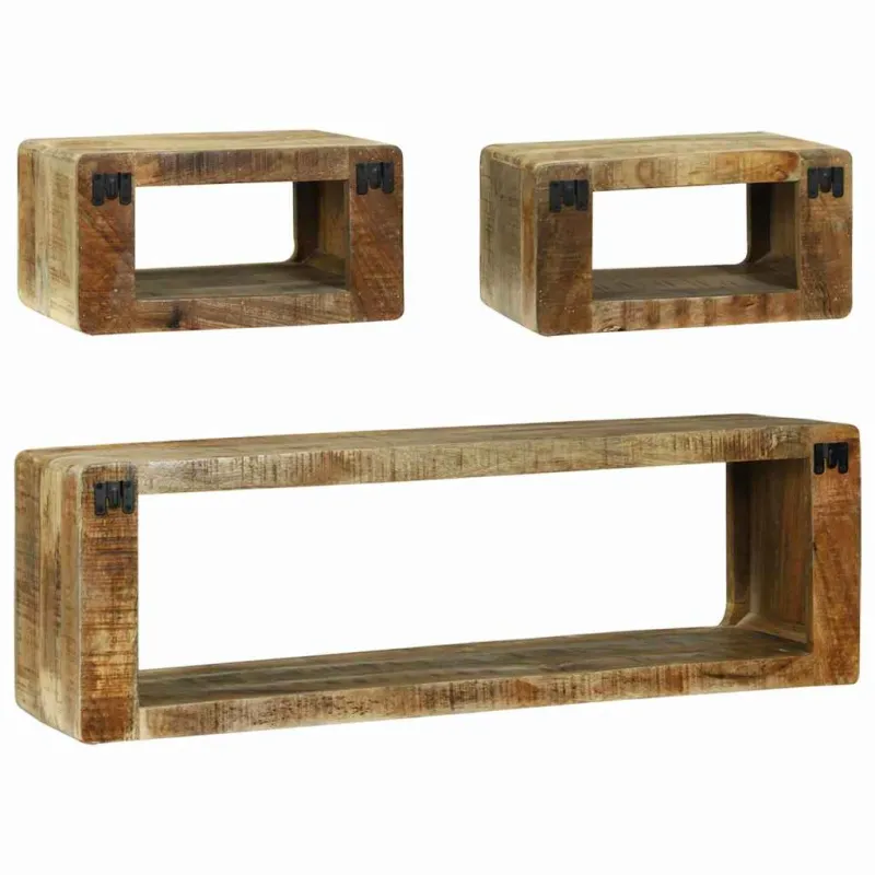TV spintelių komplektas 3 pcs Ruda Mango medienos masyvas