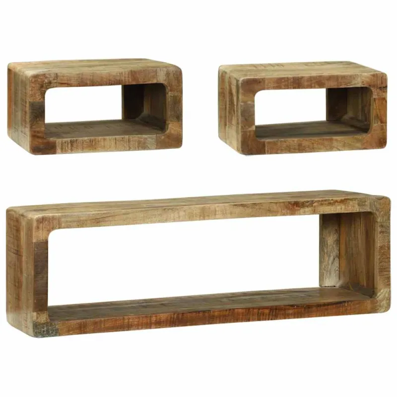 TV spintelių komplektas 3 pcs Ruda Mango medienos masyvas
