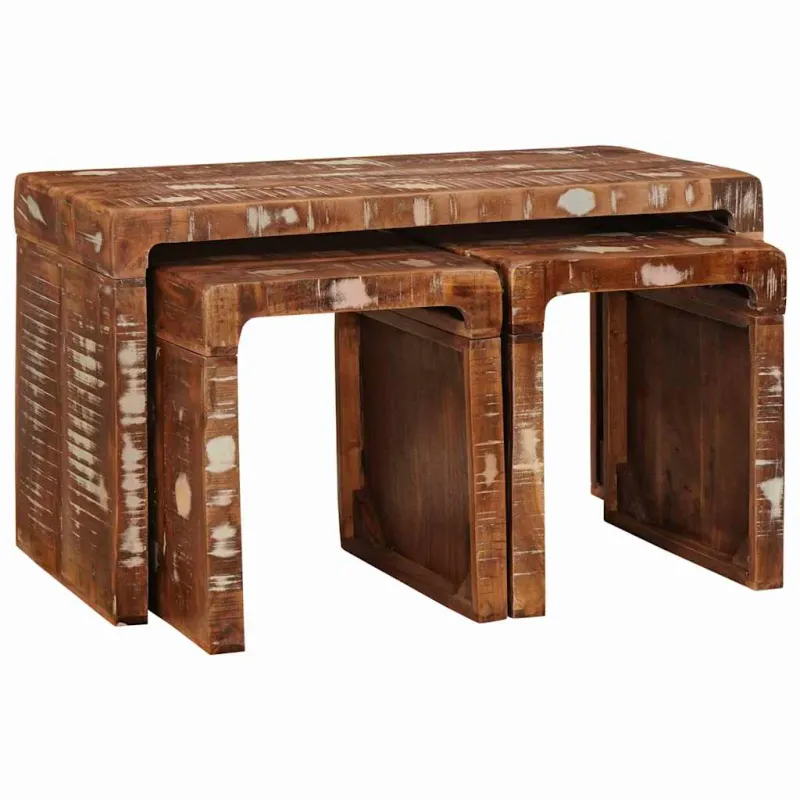 Suklijuotas stalas 3 pcs Ruda Kietas atkurtas medis