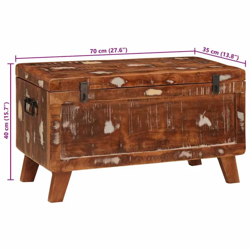 Saugojimo dėžė 70 x 35 x 40 cm perdirbtos medienos masyvas