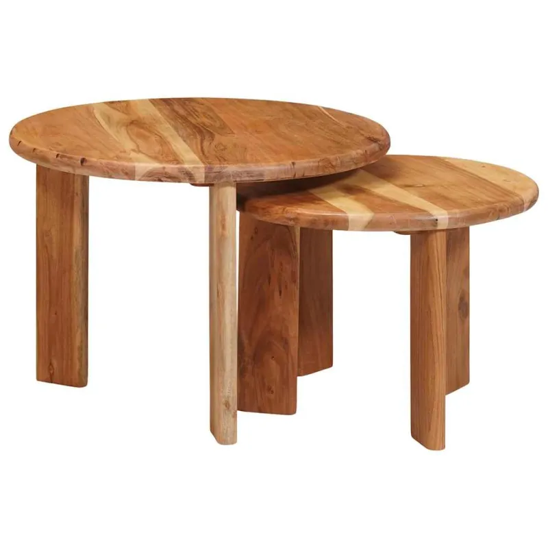Sudediami kavos stalai 2 pcs Ruda Kietos akacijos mediena