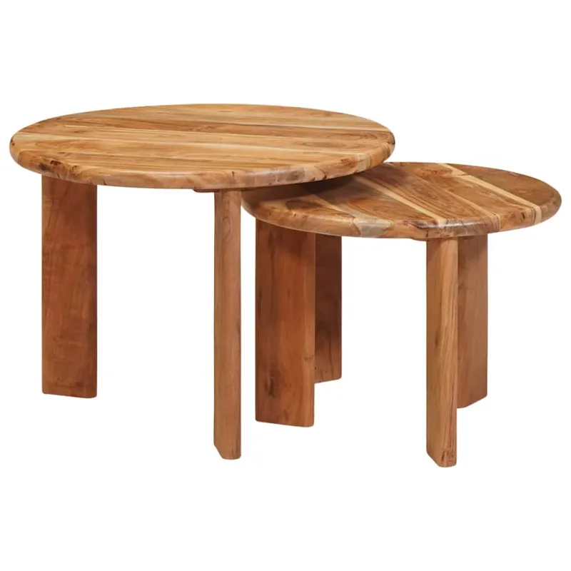 Sudediami kavos stalai 2 pcs Ruda Kietos akacijos mediena