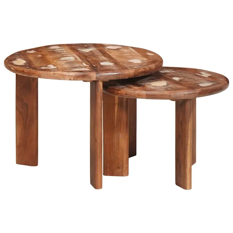Sudediami kavos stalai 2 pcs Kieta atnaujinta mediena