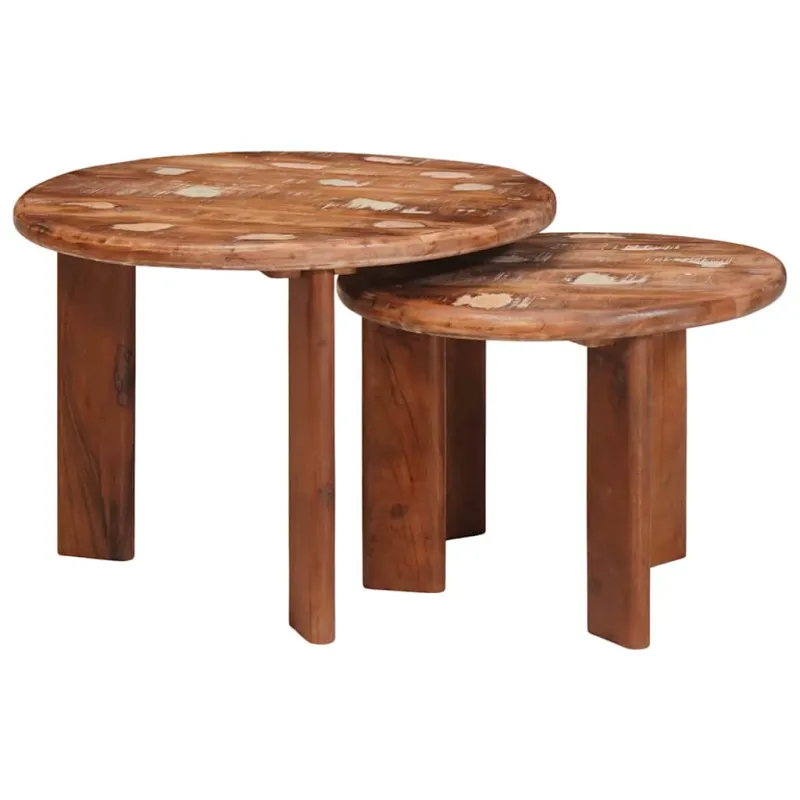 Sudediami kavos stalai 2 pcs Kieta atnaujinta mediena