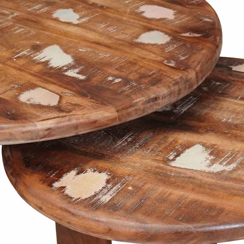 Sudediami kavos stalai 2 pcs Kieta atnaujinta mediena