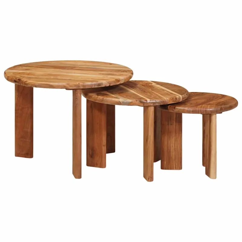Sudediami kavos stalai 3 pcs Ruda Kietos akacijos mediena
