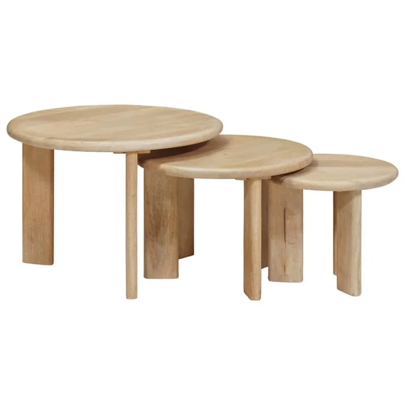 Sudediami kavos stalai 3 pcs Juoda Kietas mango medis