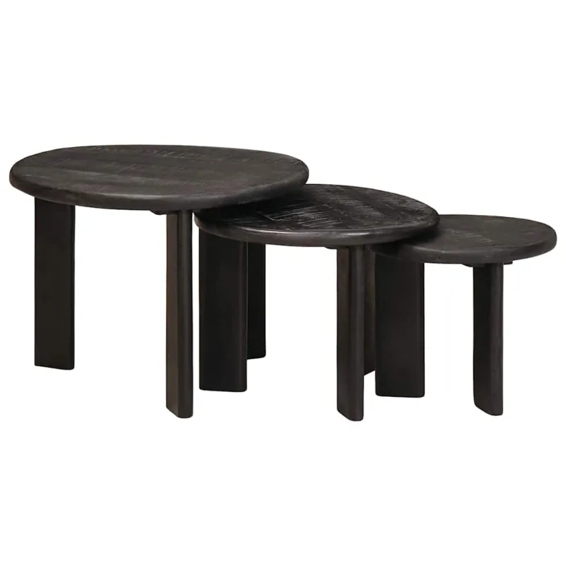 Sudediami kavos stalai 3 pcs Balta Kietas mango medis