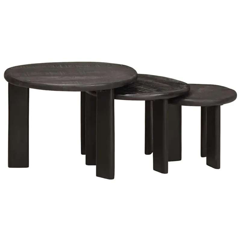 Sudediami kavos stalai 3 pcs Balta Kietas mango medis