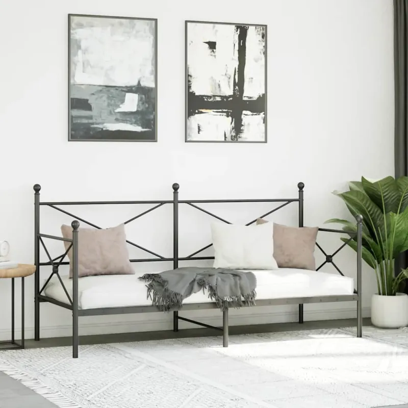 Dieninė lova be čiužinio Juoda 80x200 cm Plienas