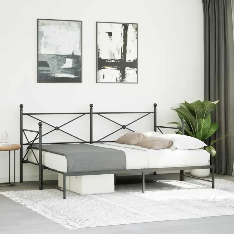 kušetė su kušete be čiužinio Juodas 75x190 cm Plienas