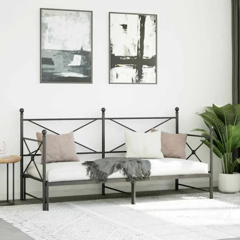 kušetė su kušete be čiužinio Juodas 75x190 cm Plienas