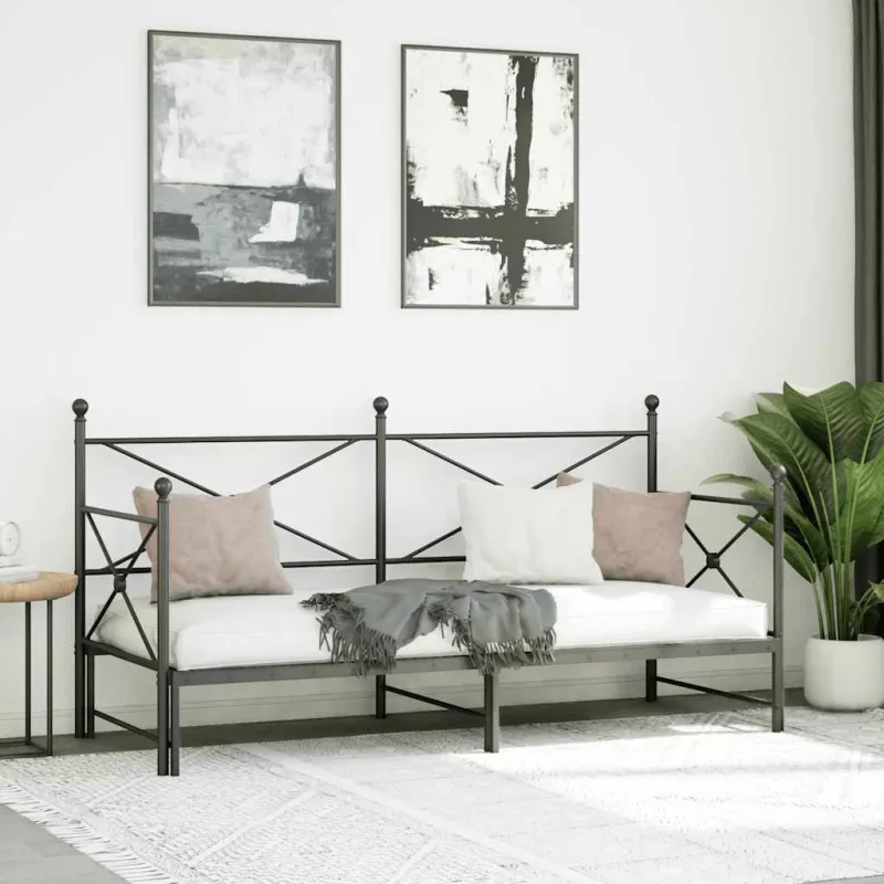 kušetė su kušete be čiužinio Juoda 90x190 cm plieno