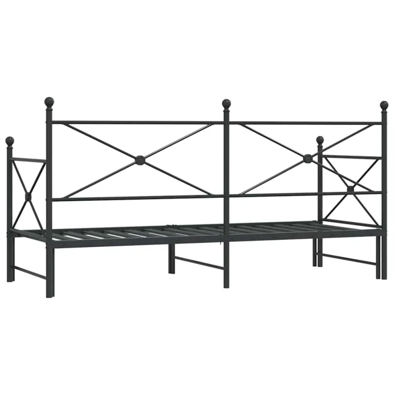 kušetė su kušete be čiužinio Juoda 90x190 cm plieno