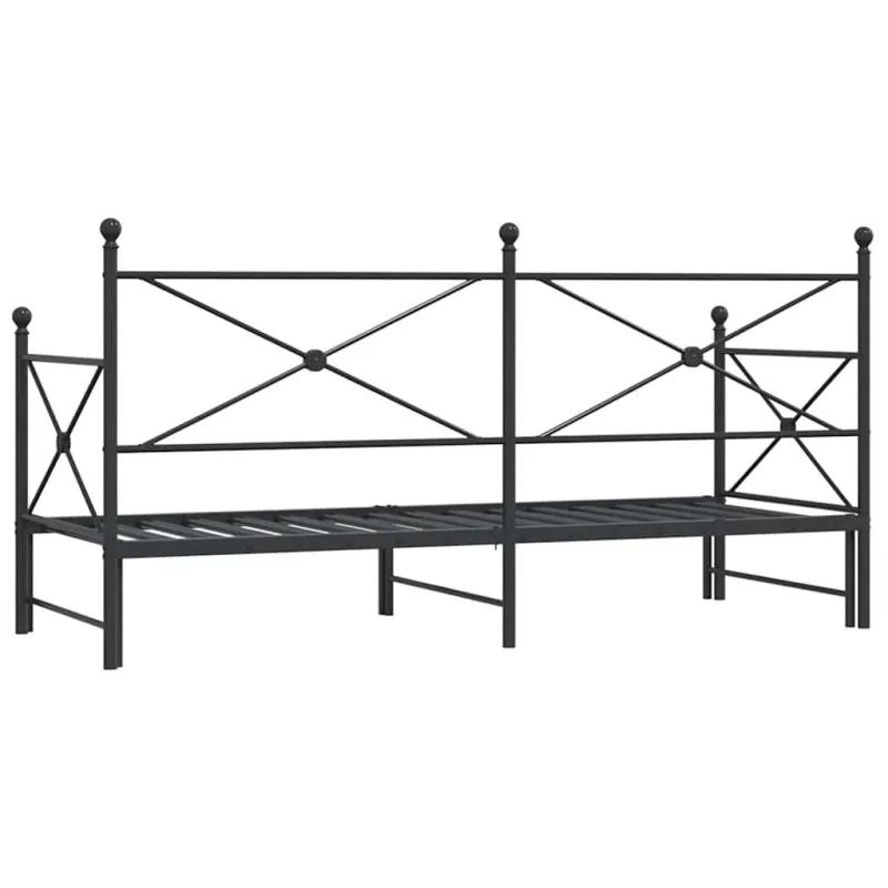 kušetė su kušete be čiužinio Juodas 90x200 cm Plienas