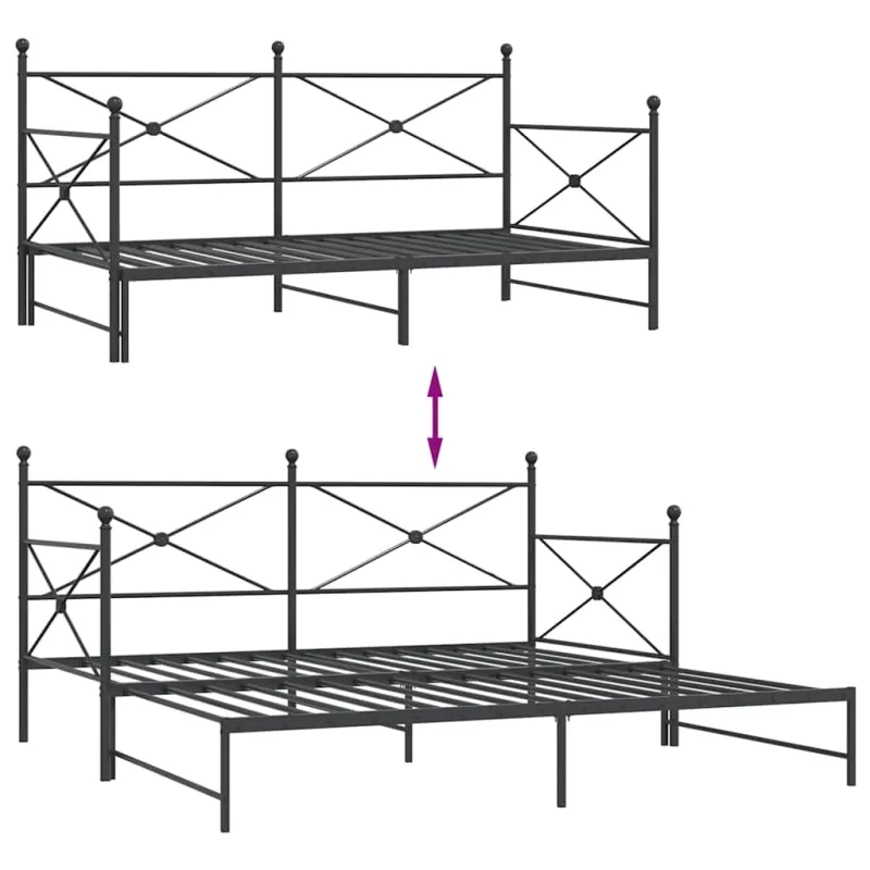 kušetė su kušete be čiužinio Juodas 100x200 cm Plienas