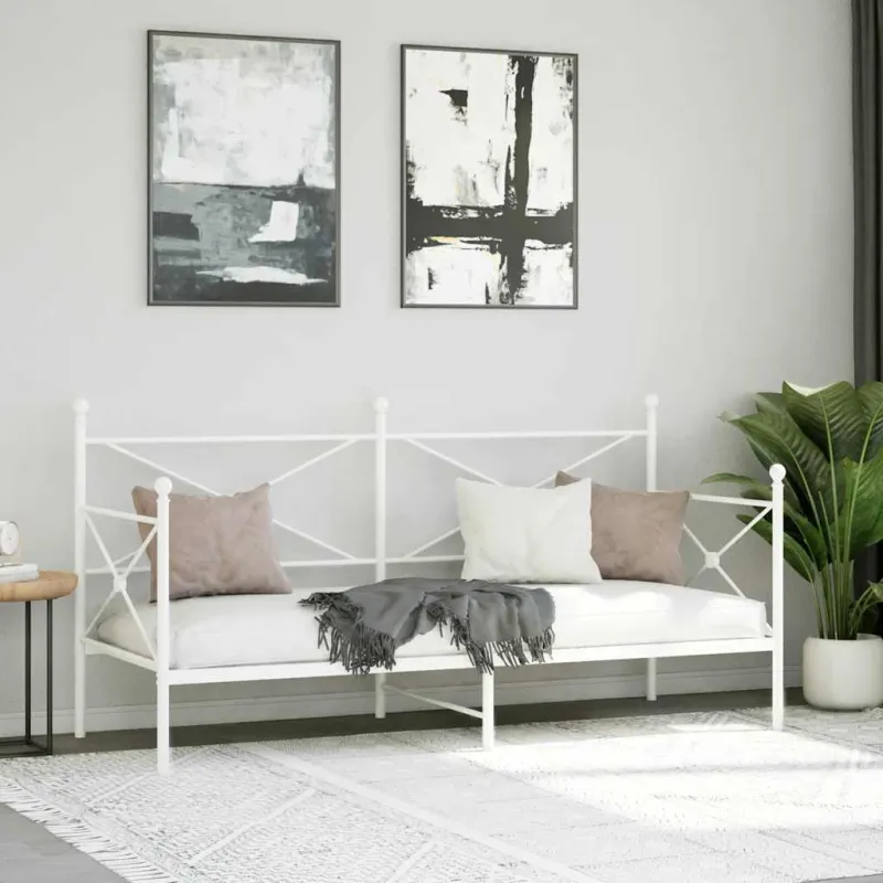 Dieninė lova be čiužinio Balta 90x200 cm Plienas