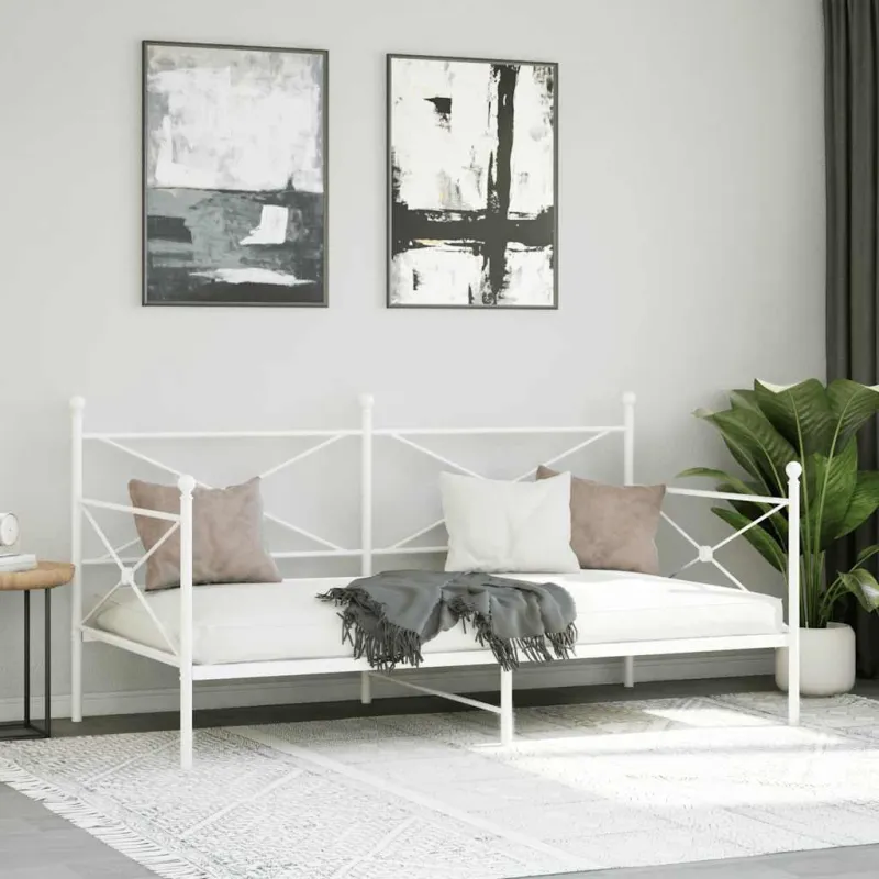 Dieninė lova be čiužinio Balta 100x200 cm Plienas