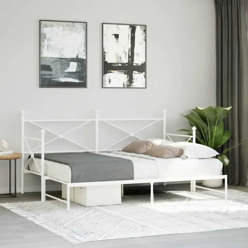kušetė su kušete be čiužinio Baltas 75x190 cm Plienas