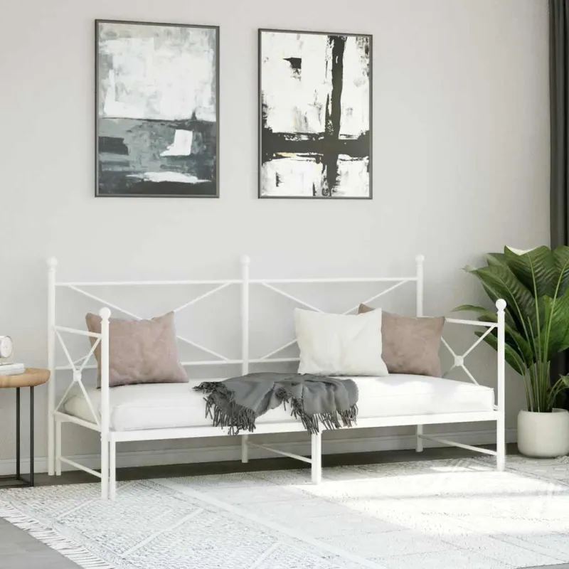 kušetė su kušete be čiužinio Baltas 90x190 cm Plienas