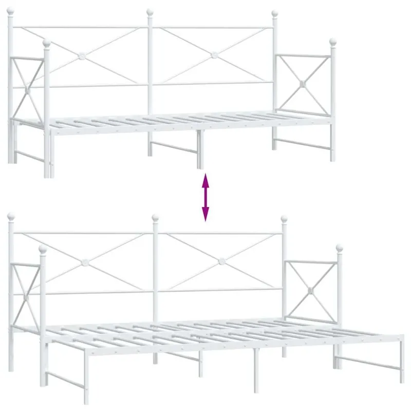 kušetė su kušete be čiužinio Balta 90x200 cm plienas