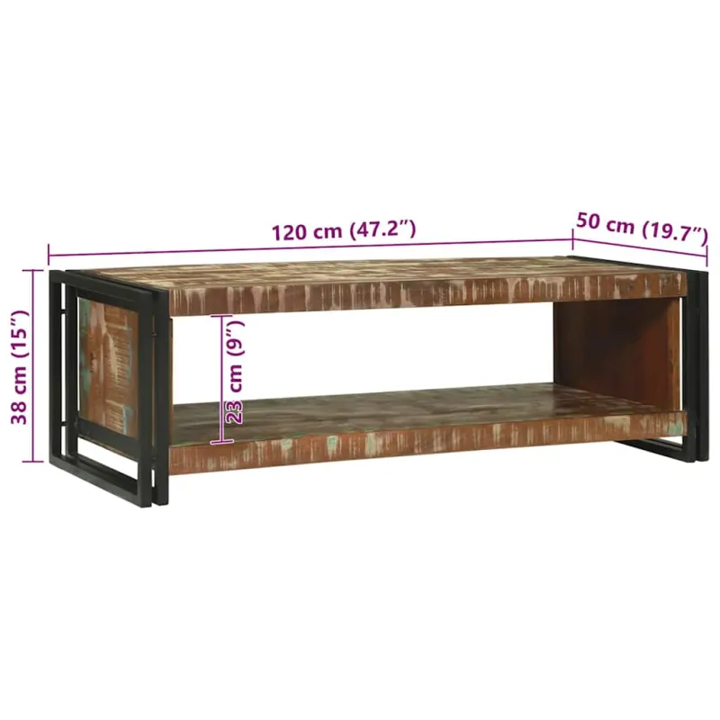 Kavos staliukas 120 x 50 x 38 cm Kietas atkurtas medis