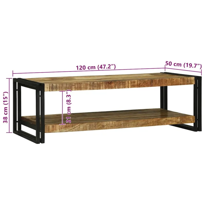 Kavos staliukas Ruda 120 x 50 x 38 cm Kietas mango medis
