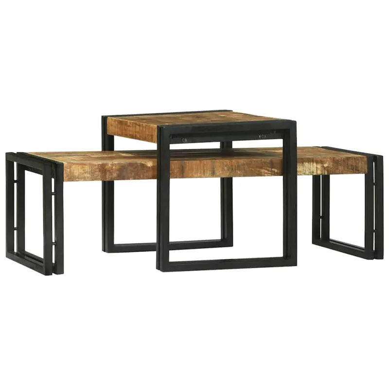 Kavos staliukas 2 pcs Ruda 48 x 40 x 40 cm Kietas mango medis