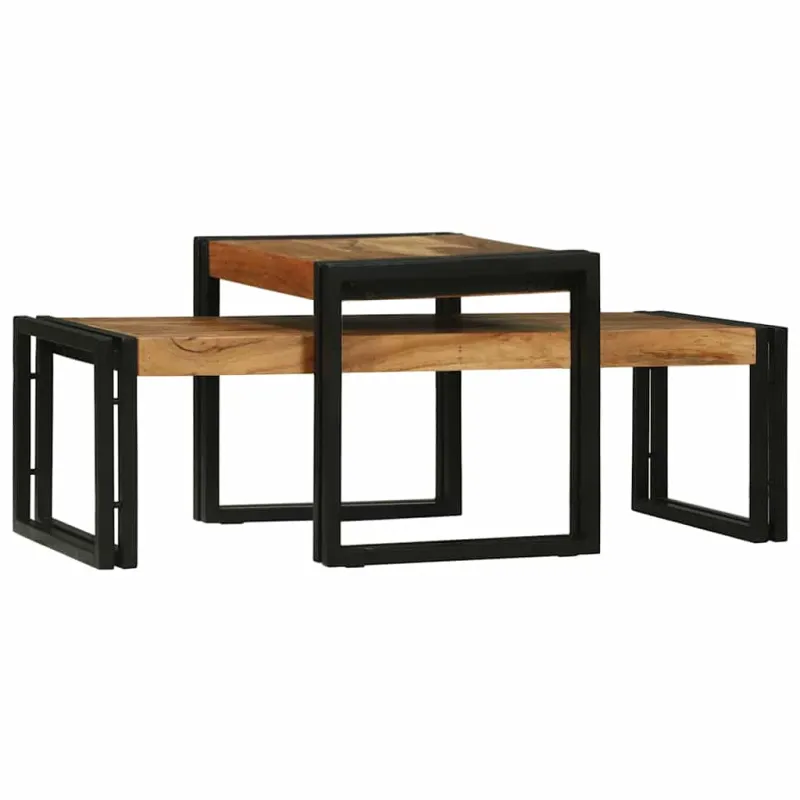 Kavos staliukas 2 pcs Ruda Kietos akacijos mediena