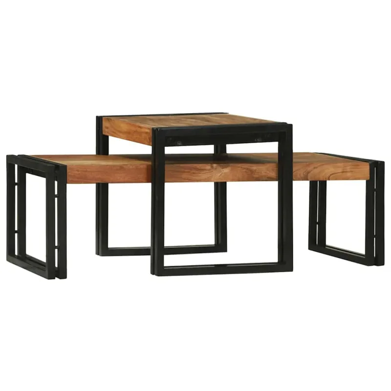 Kavos staliukas 2 pcs Ruda Kietos akacijos mediena