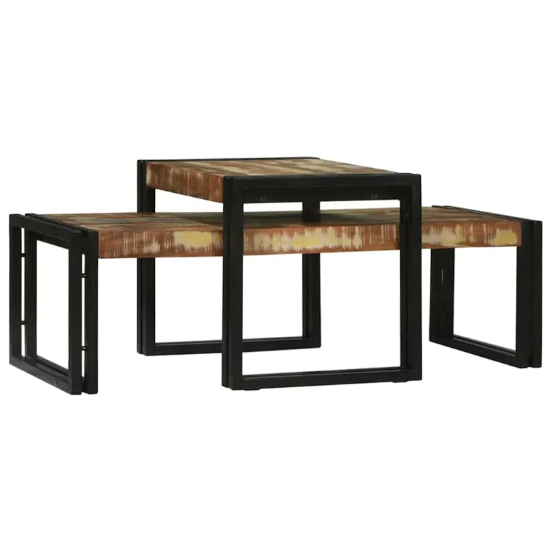 Kavos staliukas 2 pcs Įvairiaspalvis Kietas atkurtas medis