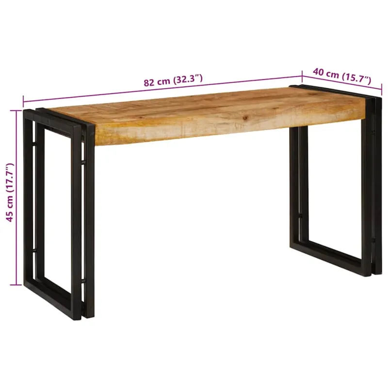 Suklijuotas stalas 3 pcs Kietas mangų medis ir metalas