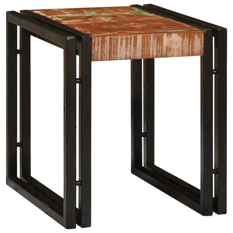 Suklijuotas stalas 3 pcs Kietas atgautas medis ir metalas