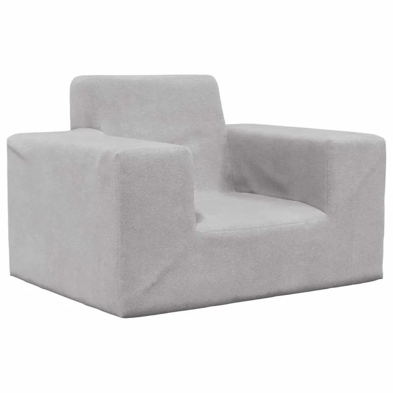 Vaikiška sofa, šviesiai pilkos spalvos, minkštas pliušas