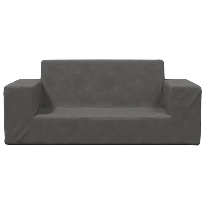 Dvivietė vaikiška sofa, antracito spalvos, minkštas pliušas
