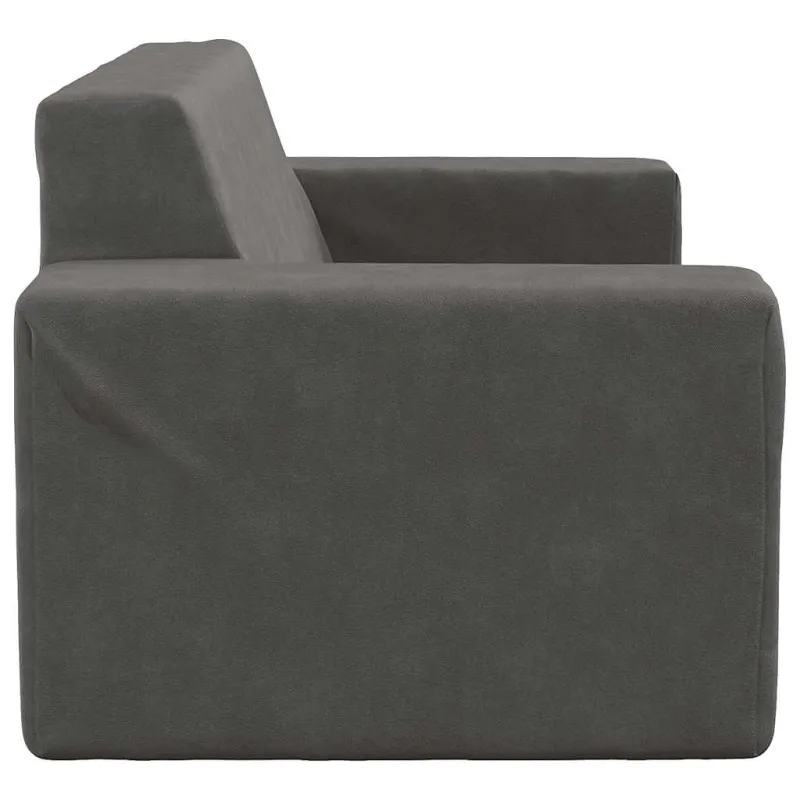Dvivietė vaikiška sofa, antracito spalvos, minkštas pliušas