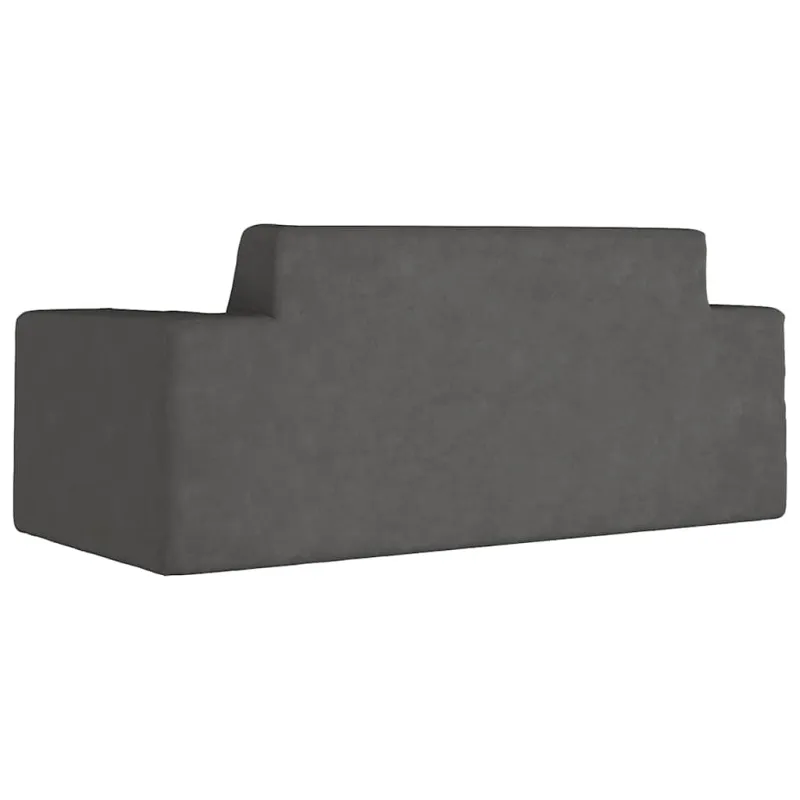Dvivietė vaikiška sofa, antracito spalvos, minkštas pliušas