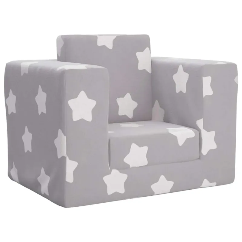 Vaikiška sofa-lova, pilka, minkštas pliušas, su žvaigždėmis