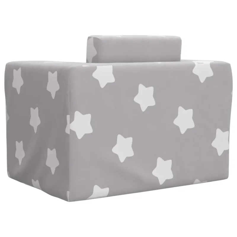 Vaikiška sofa-lova, pilka, minkštas pliušas, su žvaigždėmis