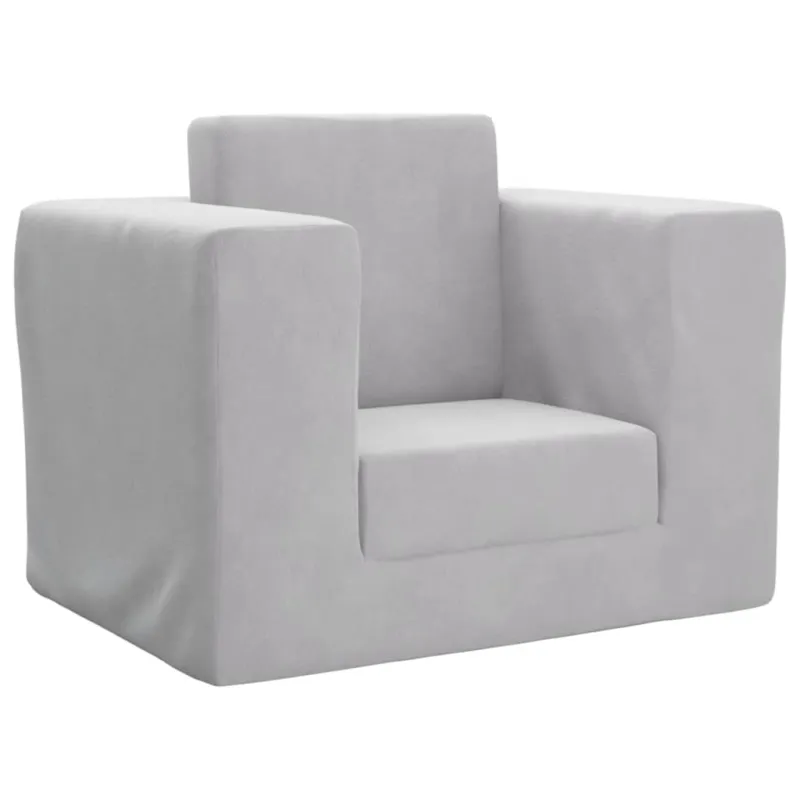 Vaikiška sofa-lova, šviesiai pilkos spalvos, minkštas pliušas
