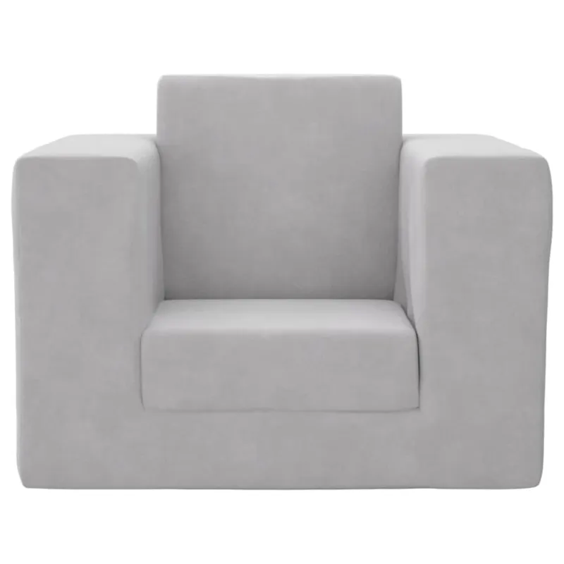 Vaikiška sofa-lova, šviesiai pilkos spalvos, minkštas pliušas