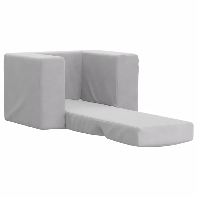 Vaikiška sofa-lova, šviesiai pilkos spalvos, minkštas pliušas