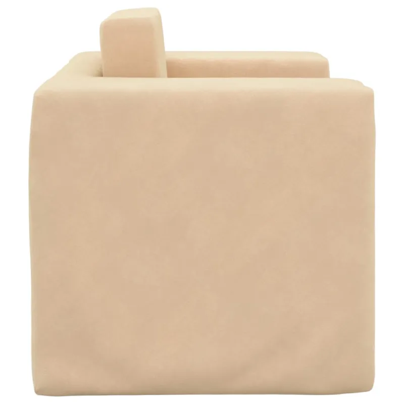 Vaikiška sofa-lova, kreminės spalvos, minkštas pliušas